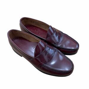 Bass Weejuns Burgundy Brown Leather Logan Penny Loafers Sz 11 EE